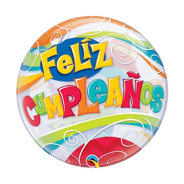 Balão de Festa Bubble 22" 55cm - Feliz Cumpleaños! Festa - 1 unidade - Qualatex Outlet - Rizzo