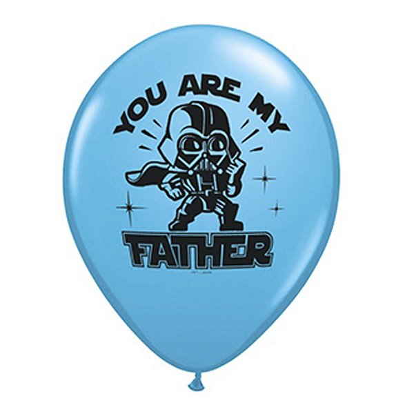 Balão de Festa Látex Liso Decorado - Star Wars:You're My Father! Azul - 11" 27cm - 25 unidades - Qualatex Outlet - Rizzo