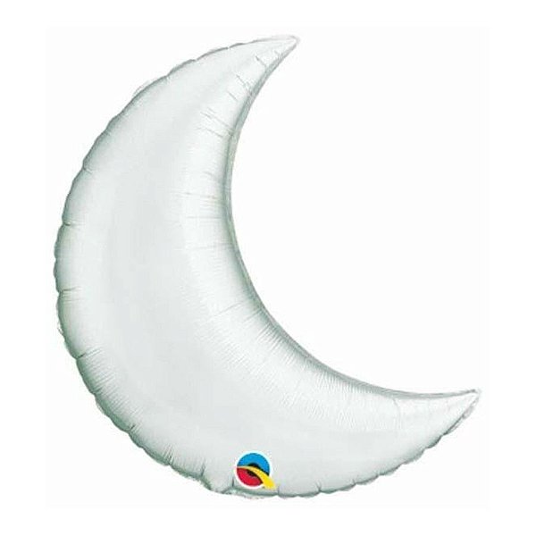 Balão de Festa Metalizado 9" 22cm - Lua Crescente Prata Metalizado - 1 unidade - Qualatex Outlet - Rizzo