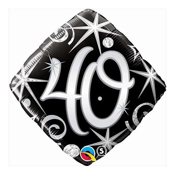Balão de Festa Microfoil 18" 45cm - Diamante Número 40 Faisca e Espirais - 1 unidade - Qualatex Outlet - Rizzo