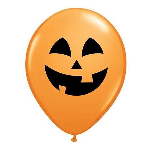 Balão de Festa Látex Liso Decorado - Abóbora Divertida - 11" 27cm - 50 unidades - Qualatex Outlet - Rizzo