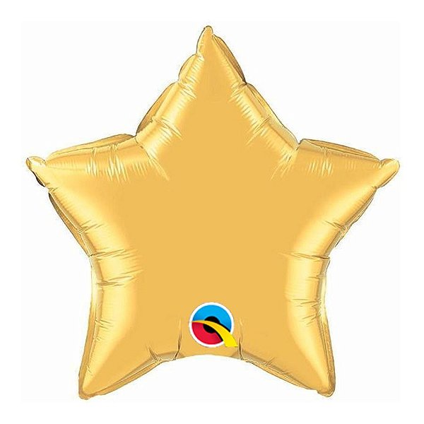 Balão de Festa Microfoil 36" 91cm - Estrela Ouro Metalizado - 1 unidade - Qualatex Outlet - Rizzo