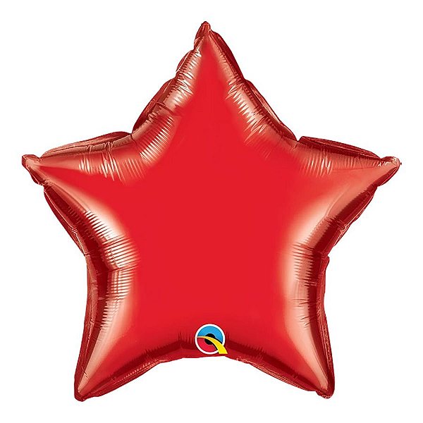 Balão de Festa Microfoil 9" 22cm - Estrela Vermelho Rubi Metalizado - 1 unidade - Qualatex Outlet - Rizzo