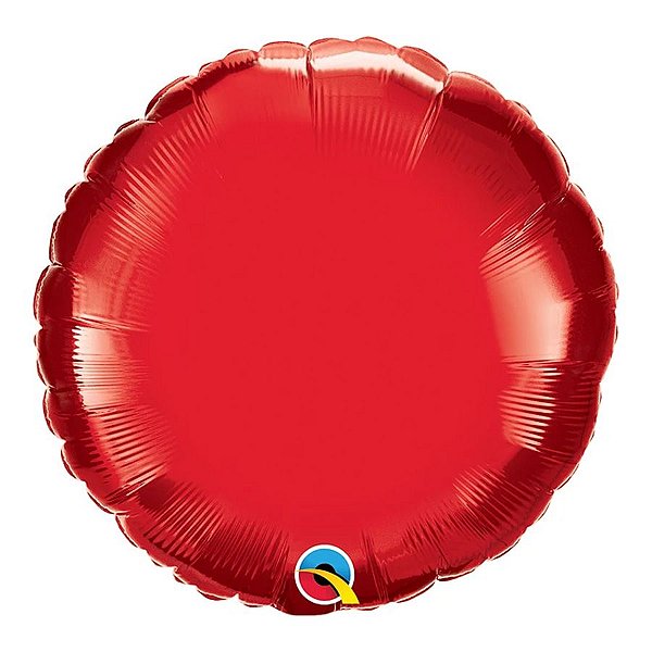 Balão de Festa Microfoil 18" 45cm - Redondo Vermelho Rubi Metalizado - 1 unidade - Qualatex Outlet - Rizzo