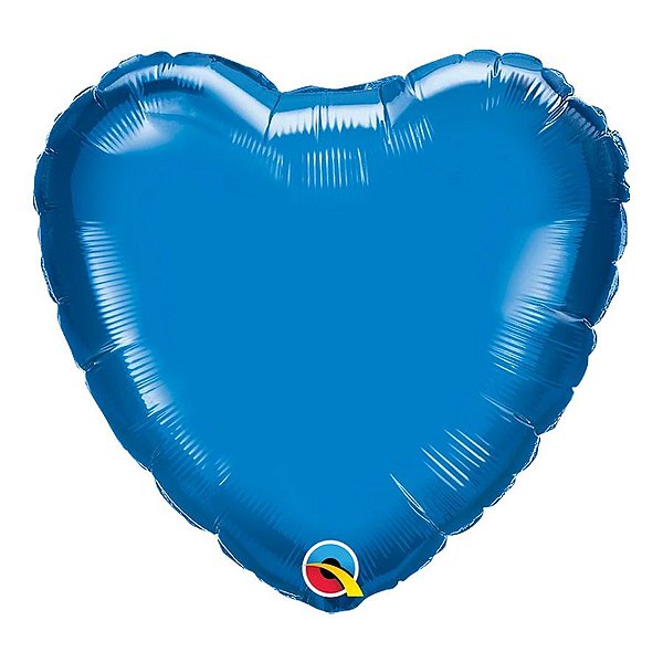 Balão de Festa Microfoil 18" 45cm - Coração Azul Safira Metalizado - 1 unidade - Qualatex Outlet - Rizzo