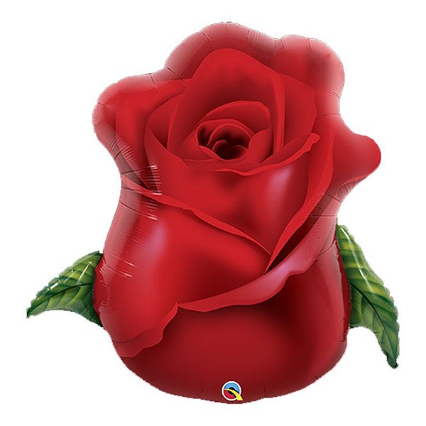 Balão de Festa Microfoil 33" 83cm - Botão de Rosa Vermelho - 1 unidade - Qualatex Outlet - Rizzo
