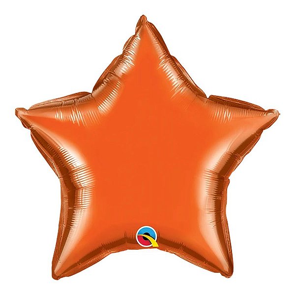 Balão de Festa Microfoil 20" 50cm - Estrela Laranja Metalizado - 1 unidade - Qualatex Outlet - Rizzo