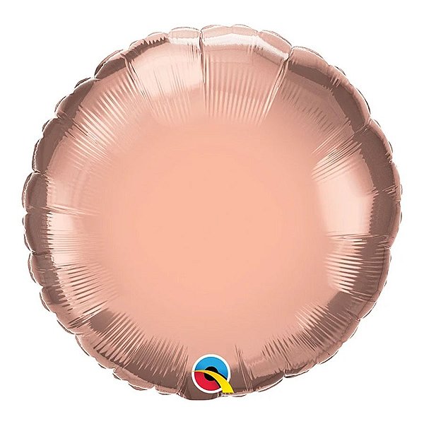 Balão de Festa Microfoil 18" 45cm - Redondo Ouro Rose Metalizado - 1 unidade - Qualatex Outlet - Rizzo