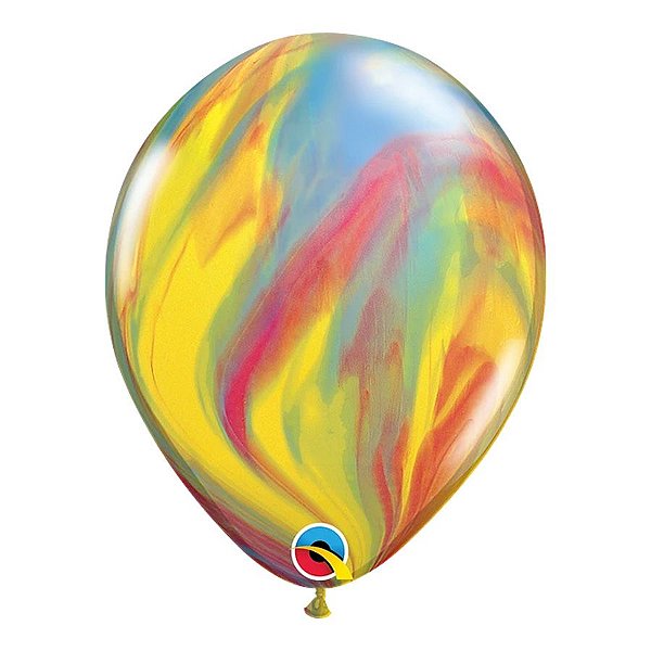 Balão de Festa Látex Liso Decorado - Superagate Tradiconal - 11" 27cm - 25 unidades - Qualatex Outlet - Rizzo