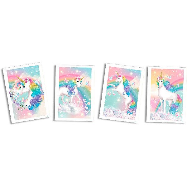 Quadros Decorativos - Unicórnio - 4 unidades - Festcolor - Rizzo