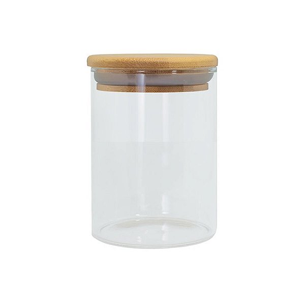 Pote de Vidro Hermético com Tampa de Bambu 10x12cm - 1 unidade - Yoss - Rizzo