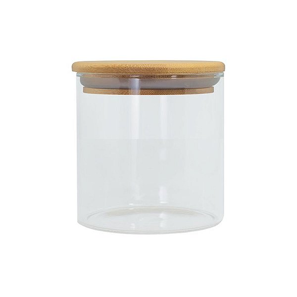 Pote de Vidro Hermético com Tampa de Bambu 10x10cm - 1 unidade - Yoss - Rizzo