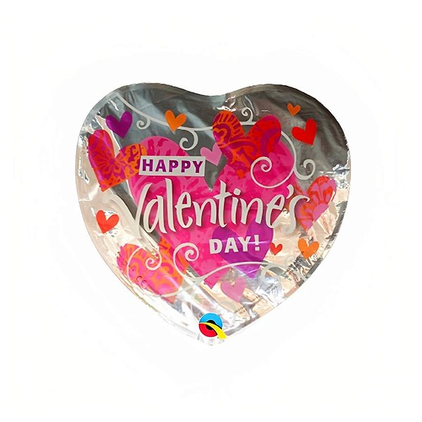 Balão de Festa Microfoil 9" 22cm - Coração Valentine's Corações - 1 unidade - Qualatex Outlet - Rizzo