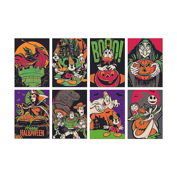Cartaz Decorativo - Halloween Disney 100 anos - 8 unidades - Cromus - Rizzo