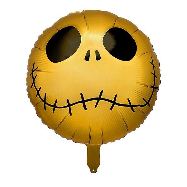 Balão de Festa Metalizado 20" 50cm - Redondo Crânio Ouro - 1 unidade - Rizzo