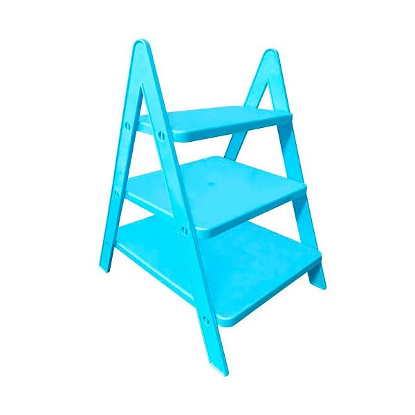Escada de Mesa de 3 Andares Azul Bebê - 21x17x29cm - 1 unidade - Rizzo