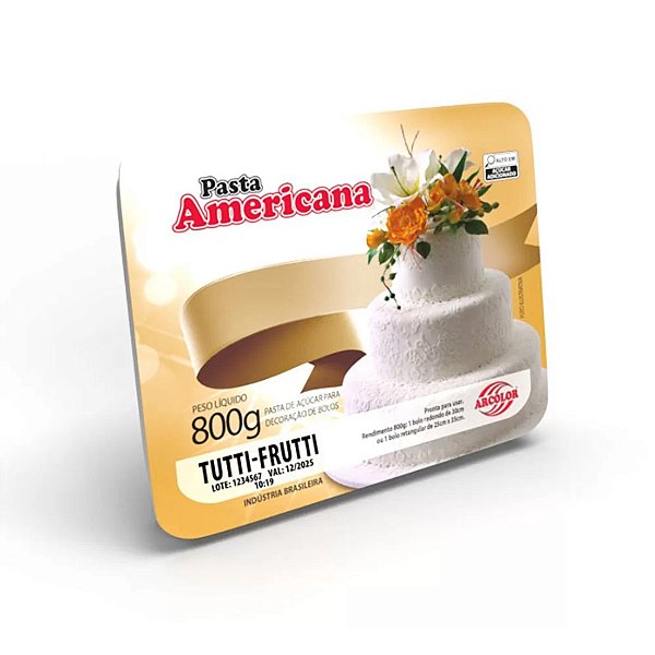 Pasta Americana Sabor Tutti Frutti - 800g - 1 unidade - Arcolor - Rizzo