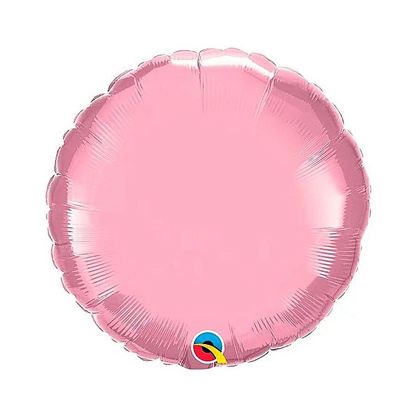 Balão de Festa Microfoil 18" 45cm - Redondo Rosa Pérola Metalizado - 1 unidade - Qualatex - Rizzo