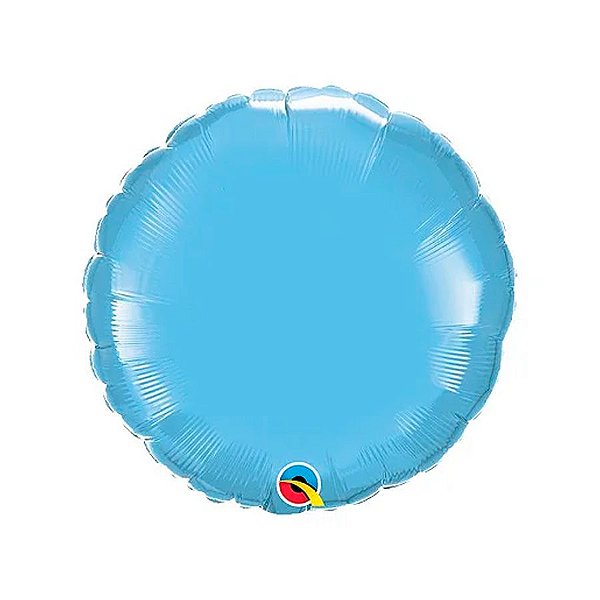 Balão de Festa Microfoil 18" 45cm - Redondo Azul Claro Metalizado - 1 unidade - Qualatex - Rizzo