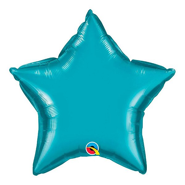 Balão de Festa Microfoil 20" 50cm - Estrela Turquesa Metalizado - 1 unidade - Qualatex - Rizzo