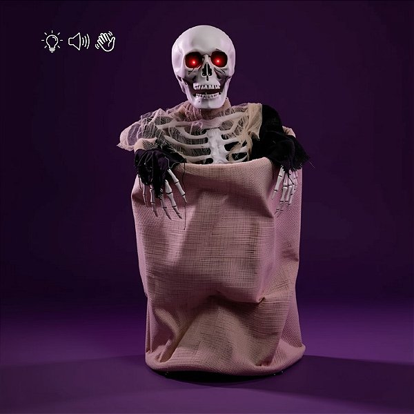 Enfeite Decorativo de Halloween com Som, Luz e Movimento - Esqueleto Bartho - 40cm - 1 unidade - Cromus - Rizzo