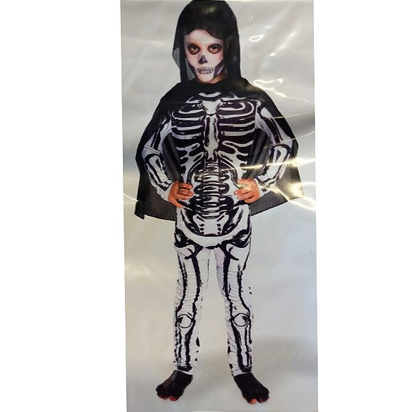 Fantasia de Halloween Adulto Masculino Caveira do Palhaço c/ Máscara