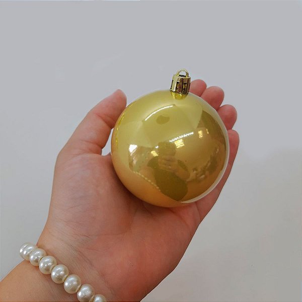 Bola de Natal em Tubo - Perolado Ouro - 7cm - 6 unidades - Cromus - Rizzo