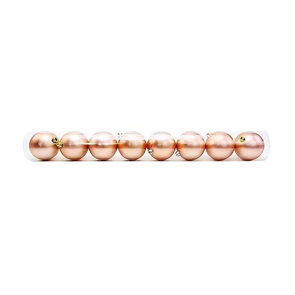 Bola de Natal em Tubo - Fosco Rose Gold - 10cm - 8 unidades - Cromus - Rizzo