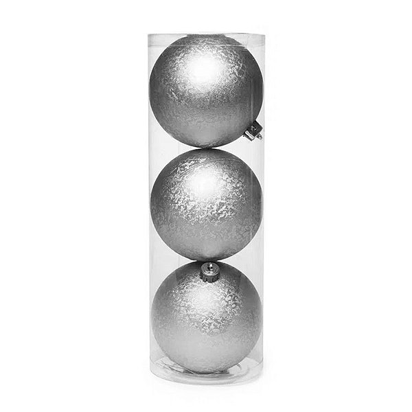 Bolas de Natal Lisa - Prata - 8cm - 3 unidades - Cromus - Rizzo