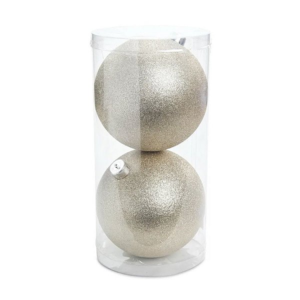 Bolas de Natal Glitter - Champanhe - 15cm - 2 unidades - Cromus - Rizzo