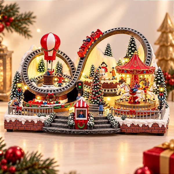 Cenário Decorativo de Natal - Parque Natalino - 30x54cm - Luz, Som e Movimento - 1 unidade - Rizzo