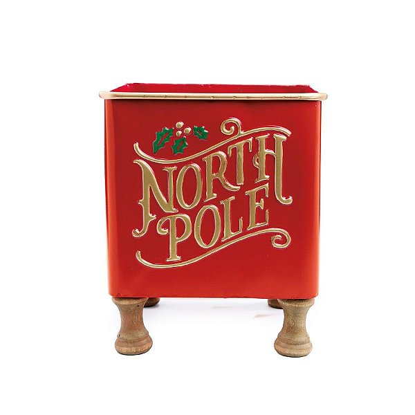 Cachepot Merry Christmas - Vermelho/Ouro/Verde - 29x24cm - 1 unidade - Cromus - Rizzo