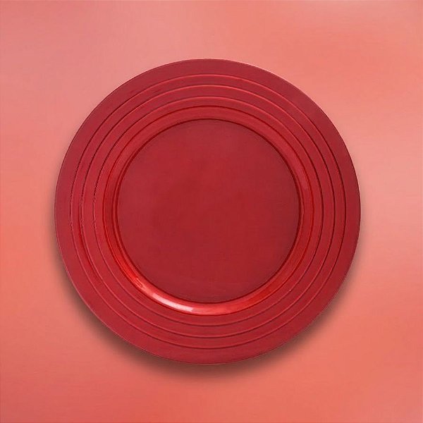 Sousplat Borda com Círculos Vermelho - 33cm - 1 unidade - Cromus - Rizzo