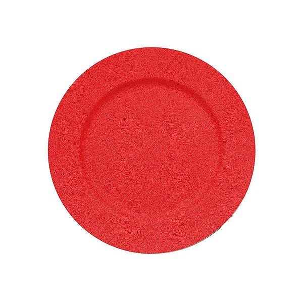 Sousplat Glitter Vermelho - 33cm - 1 unidade - Cromus - Rizzo