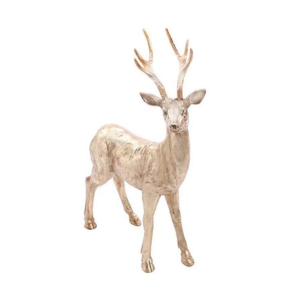 Rena em Pé Decorativa de Resina Ouro - 32cm - 1 unidade - Cromus - Rizzo