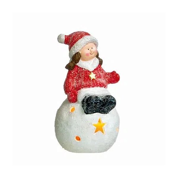 Enfeite Decorativo Menina Sentada Bola de Luz LED - 20cm - 1 unidade - Cromus - Rizzo