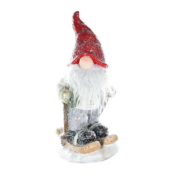 Enfeite Decorativo Kringle de Resina com Esqui - 45cm - 1 unidade - Cromus - Rizzo