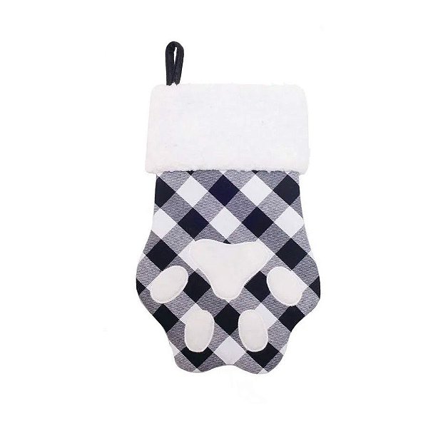 Enfeite de Porta Natal Pata Xadrez - Branco e Preto - 32cm - 1 unidade - Cromus - Rizzo