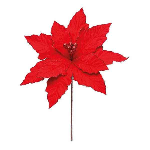 Flor Decorativa de Natal Poinsétia - Vermelha - 30cm  - 1 unidade - Cromus - Rizzo