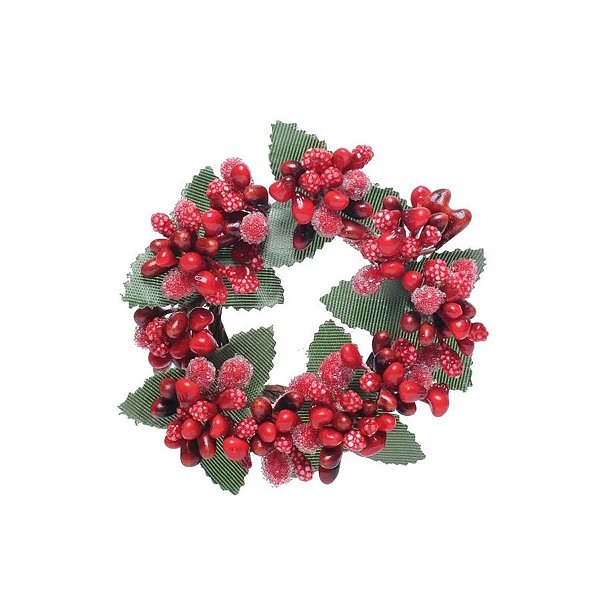 Mini Guirlanda Folhas e Frutas 7cm - Vermelho e Verde   - 1 unidade - Cromus - Rizzo