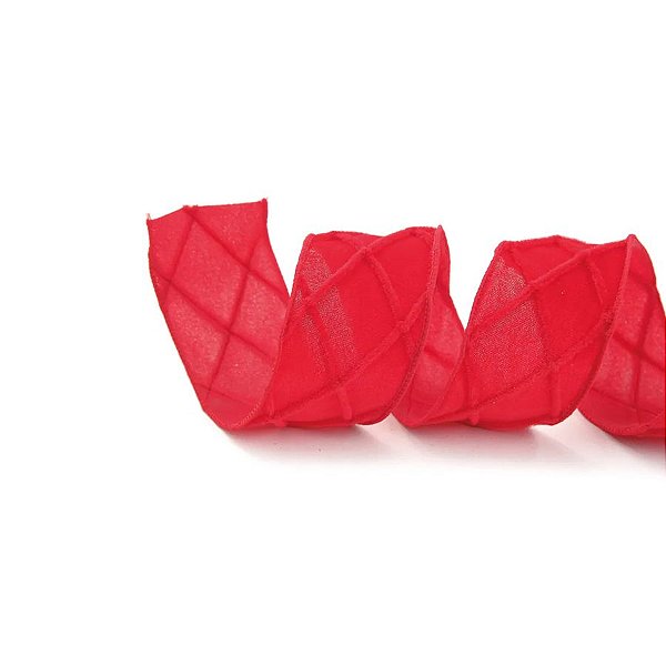 Fita Aramada Losangos - Vermelho - 6,3cmx4,5m  - 1 unidade - Cromus - Rizzo