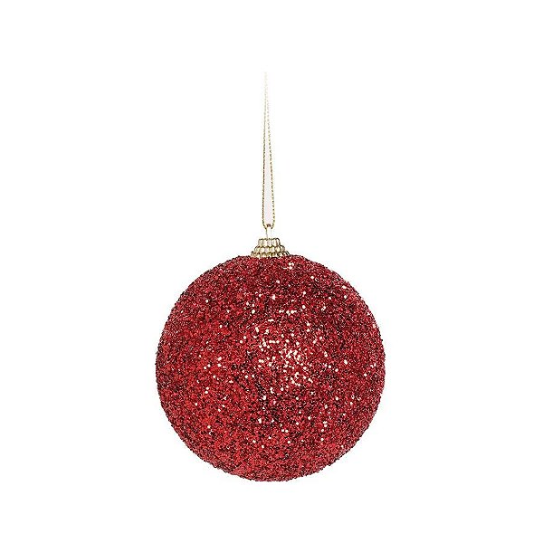 Bolas de Natal Glitter - Vermelho - 10cm - 4 unidades - Cromus - Rizzo