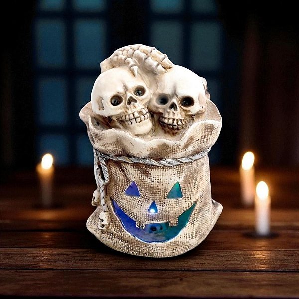 Enfeite Decorativo Halloween - Crânios Noite do Terror com Luz - 1 unidade - Cromus - Rizzo