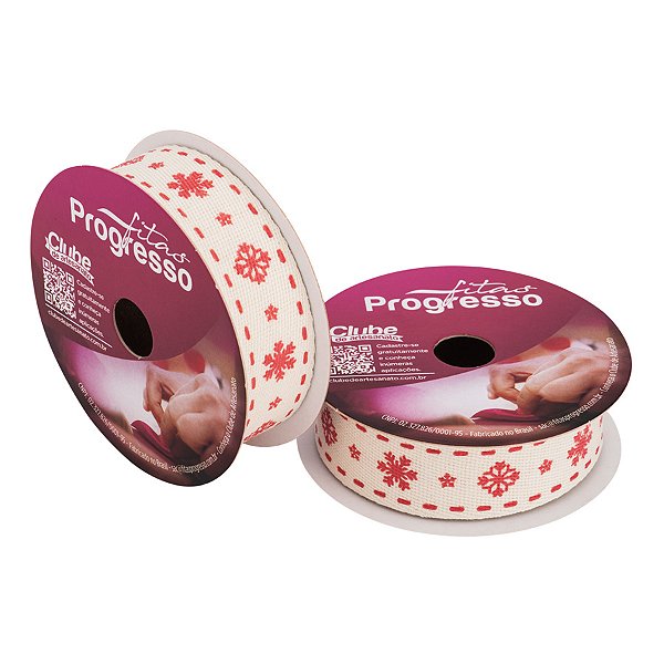 Fita de Algodão ECOS005D 22mm - Cor 002 - Flocos de Neve - Rolo 5 metros  - 1 unidade - Progresso  - Rizzo