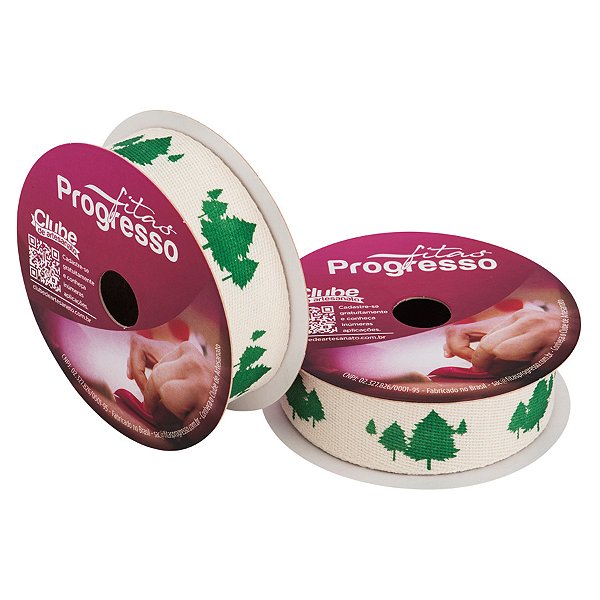 Fita de Algodão ECOS005D 22mm - Cor 001 - Floresta de Pinheiros - Rolo 5 metros  - 1 unidade - Progresso  - Rizzo