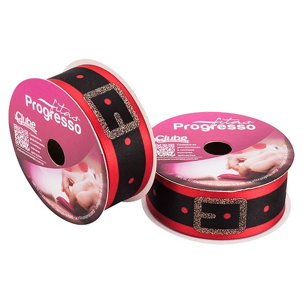 Fita de Cetim ECF007TG 30mm - Cor 001 - Cinto Papai Noel - Rolo 10 metros  - 1 unidade - Progresso  - Rizzo