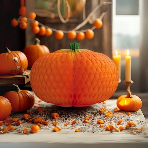 Enfeite Decorativo de Halloween - Abóbora de Papel -  42cm - 1 unidade - Girotoy - Rizzo