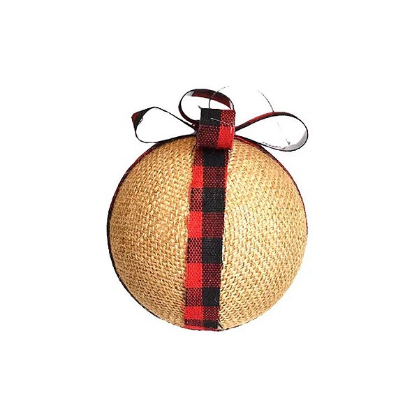 Bola de Natal Decorada em Xadrez - 10cm - 3 unidades - Rizzo
