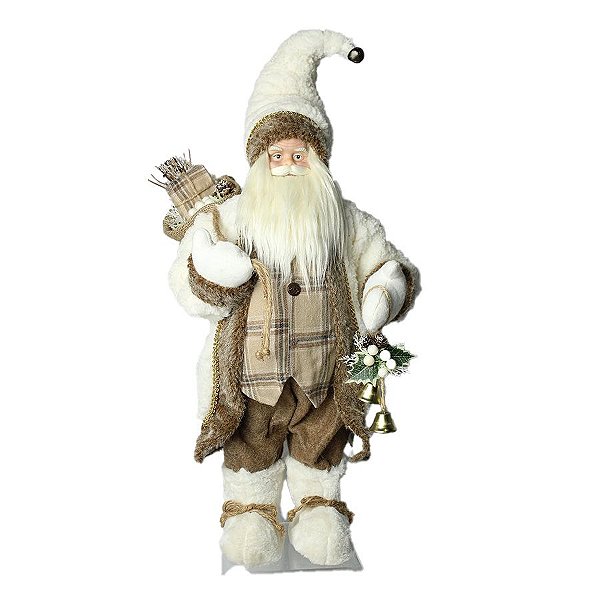 Papai Noel Decorativo Em Pé - Branco/Marrom - 45cm - 1 unidade - Rizzo
