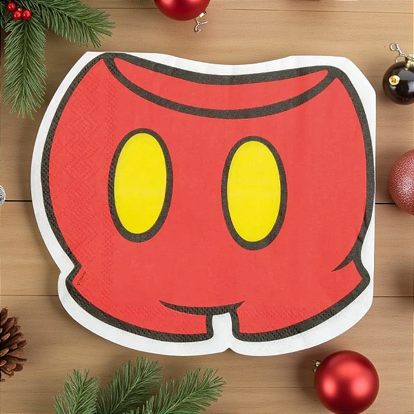 Guardanapo de Papel Shorts do Mickey - Vermelho - 16cm - 20 unidades - Cromus - Rizzo